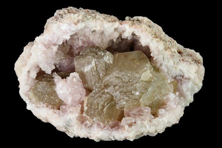 Sparkly, Pink Amethyst Geode Section With Calcite - Argentina #147964